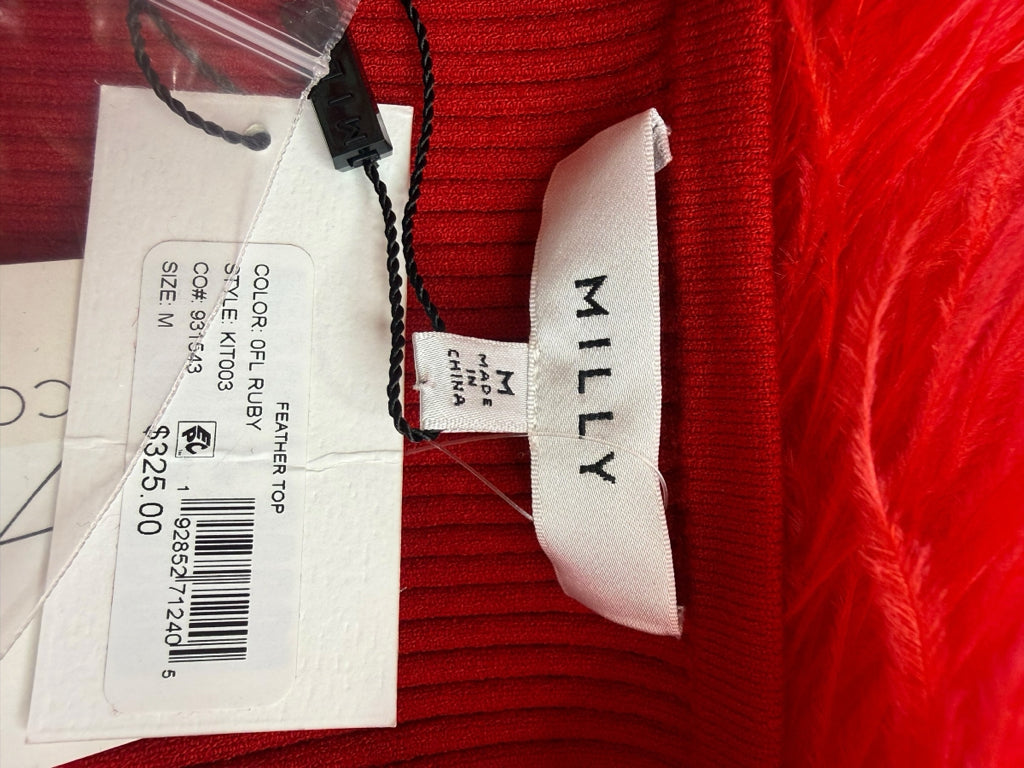 MILLY NWT Ruby Red Feather Top Size M
