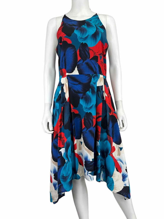 ANTONIO MELANI Blue Floral Silk Print Dress Size 4