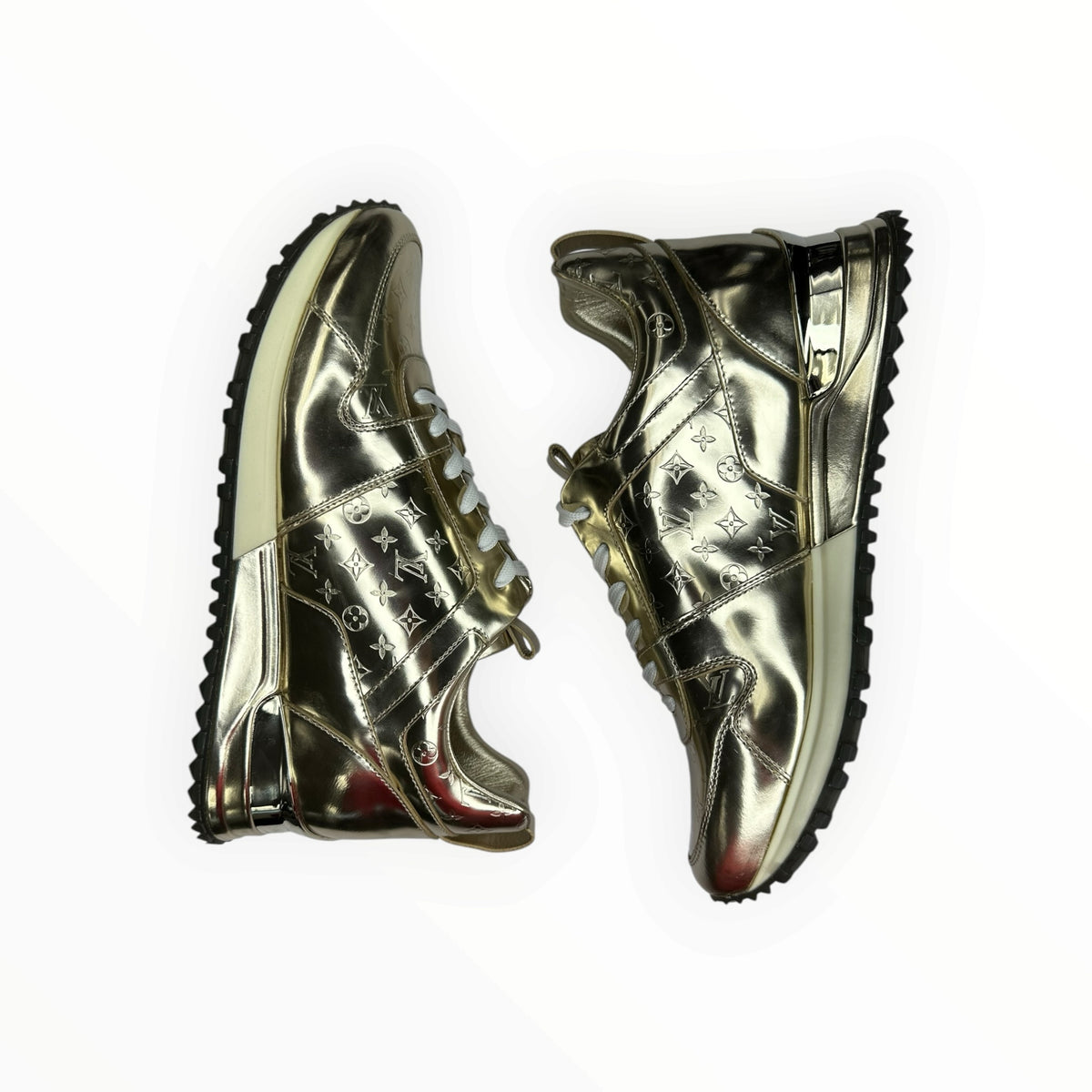 Louis Vuitton Gold Monogram Leather Run Away Sneakers Size 37