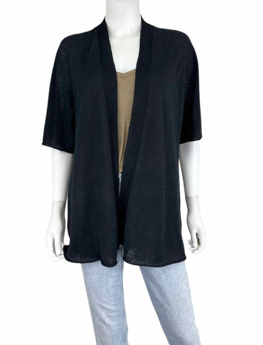 EILEEN FISHER Black Organic Linen Sweater Cardigan Size XS