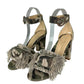 MARION PARKE Green Camouflage Print Sandals Size 37