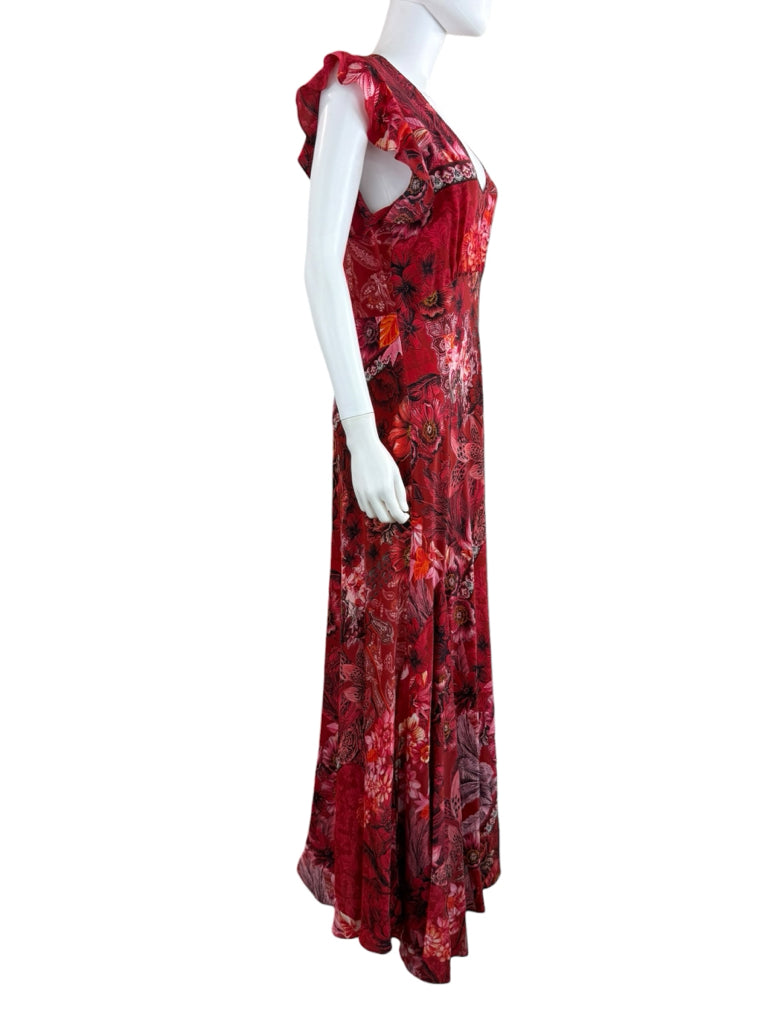 Robert Graham Red Floral Maxi Dress Size 12