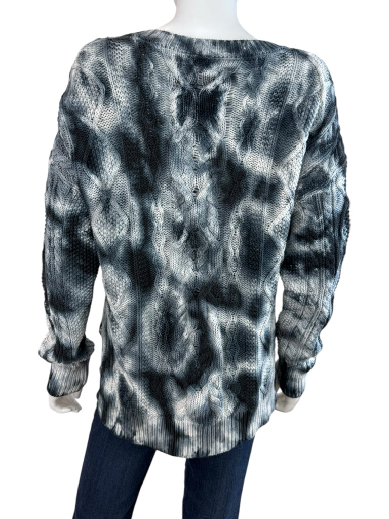 PILCRO Navy Tie Dye Joni Chunky Cable Sweater Size S