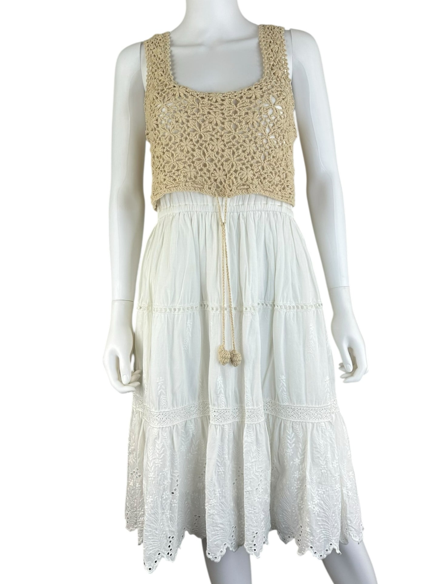 anthropologie Cream Crochet Eyelet Sundress Size S