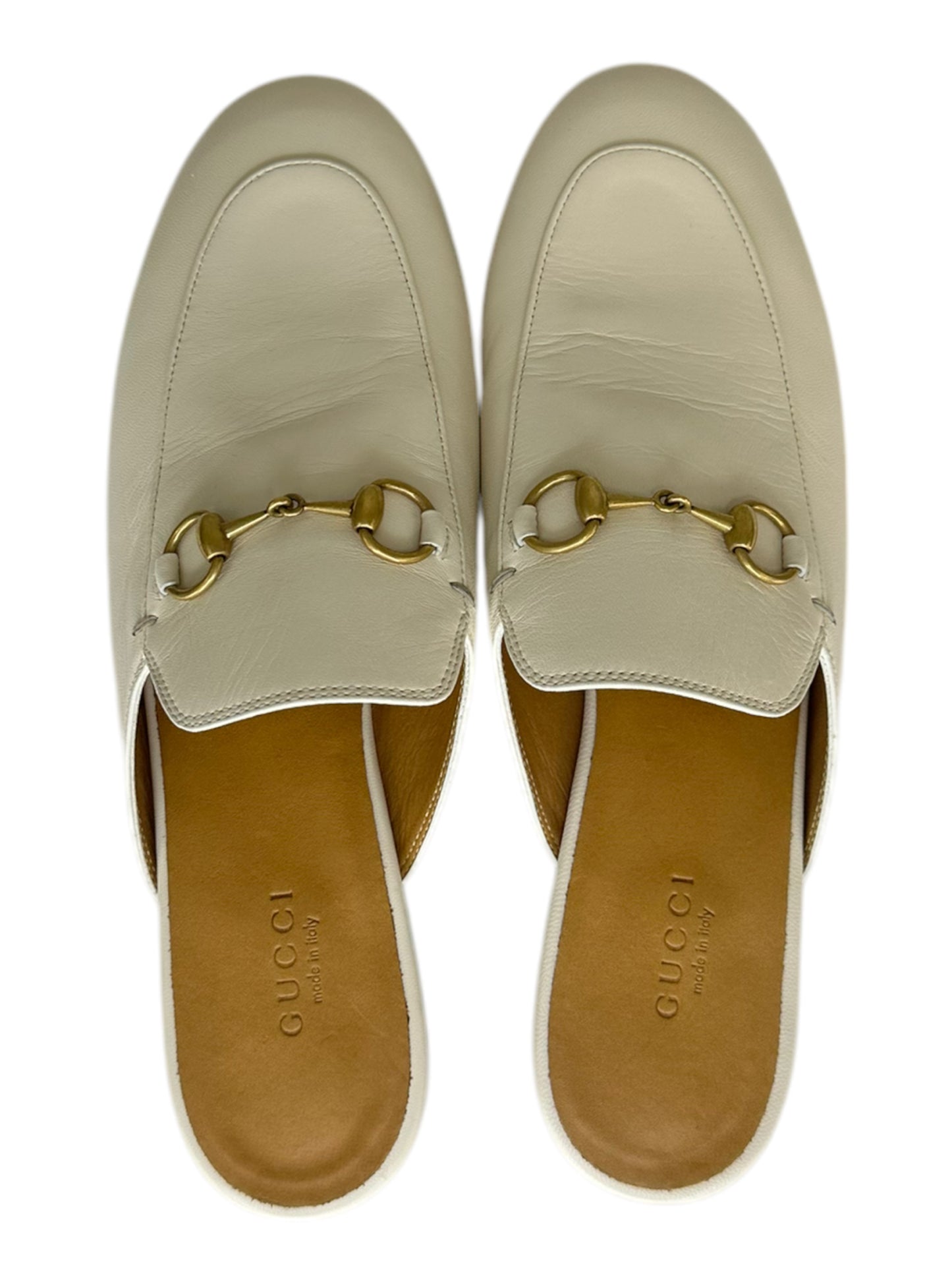 Gucci Cream Leather Princetown Mule Size 37.5