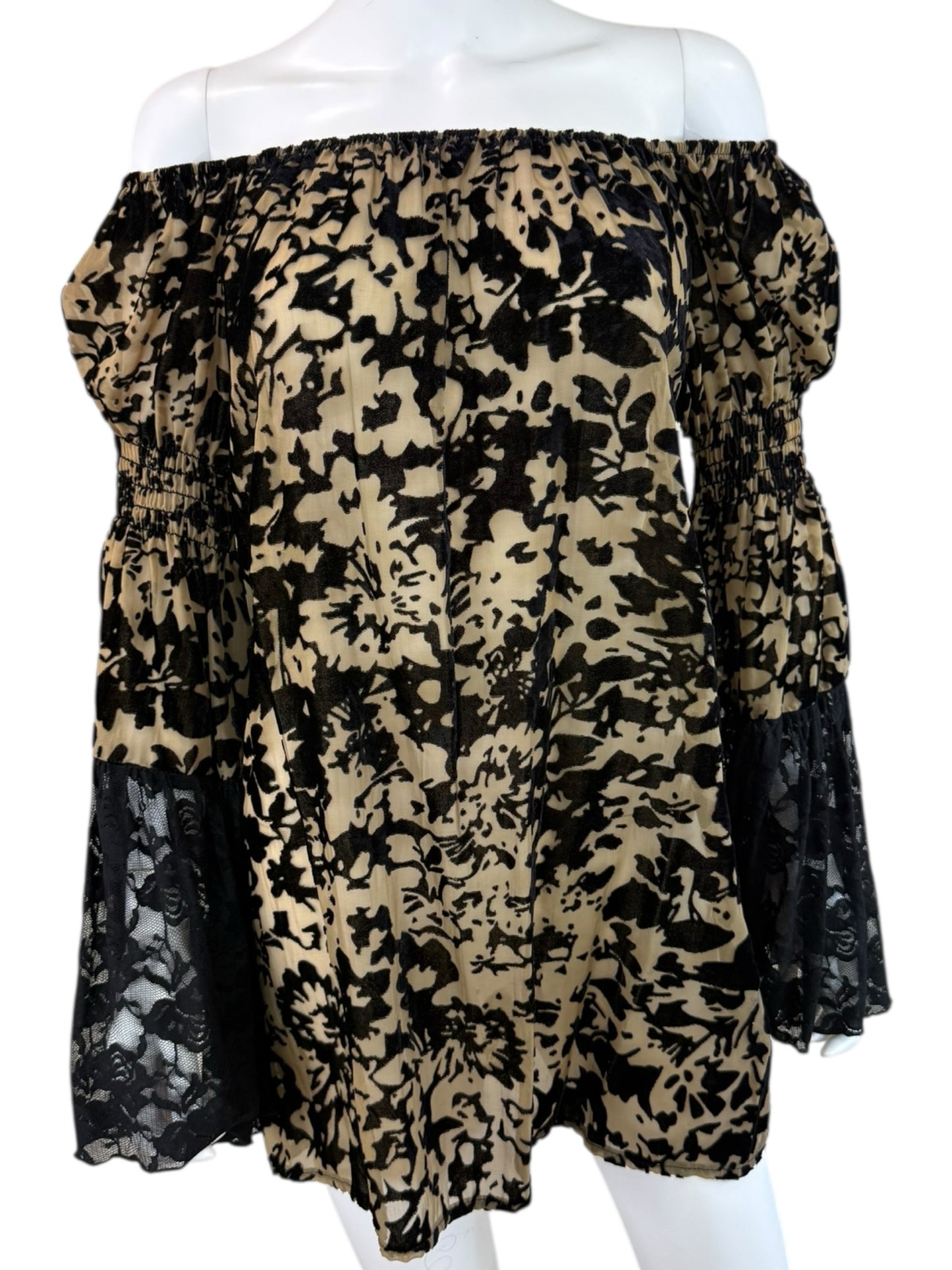 Joseph Ribkoff Black Velvet Burnout Tunic Size 8