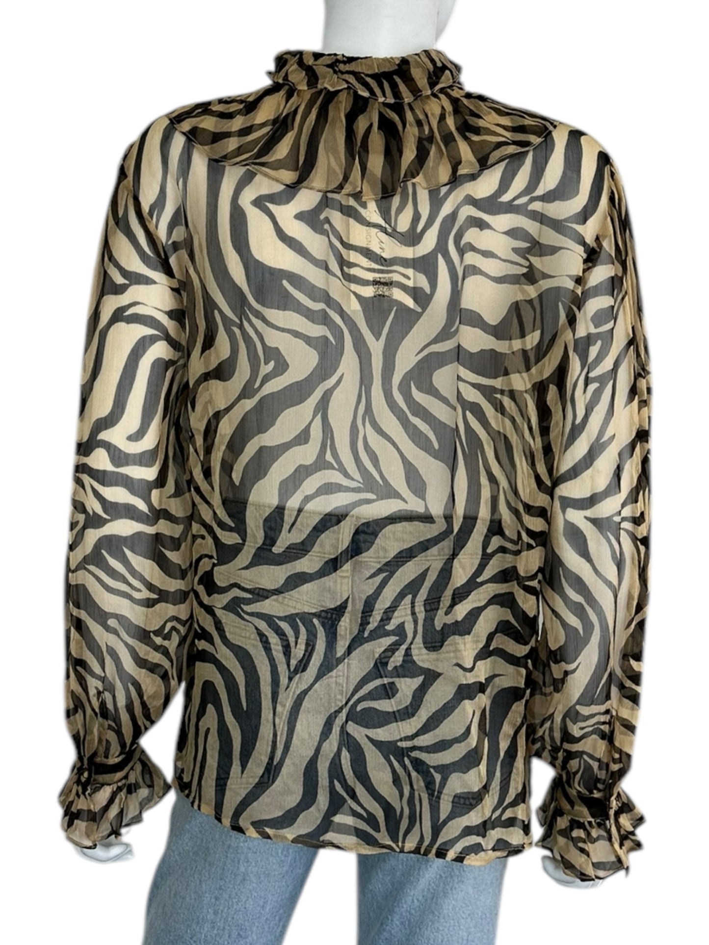 Johnny Was JADE Zebra Print Blouse Size M