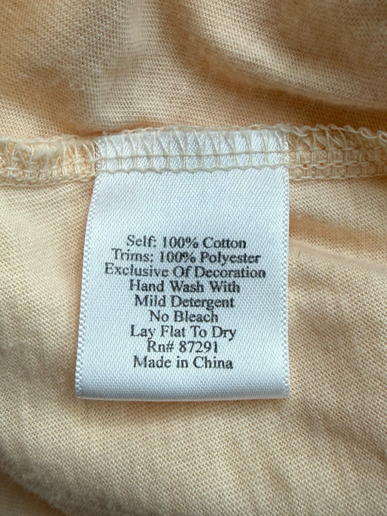 Johnny Was Peach 100% Cotto Embroidered Knit Top Size S