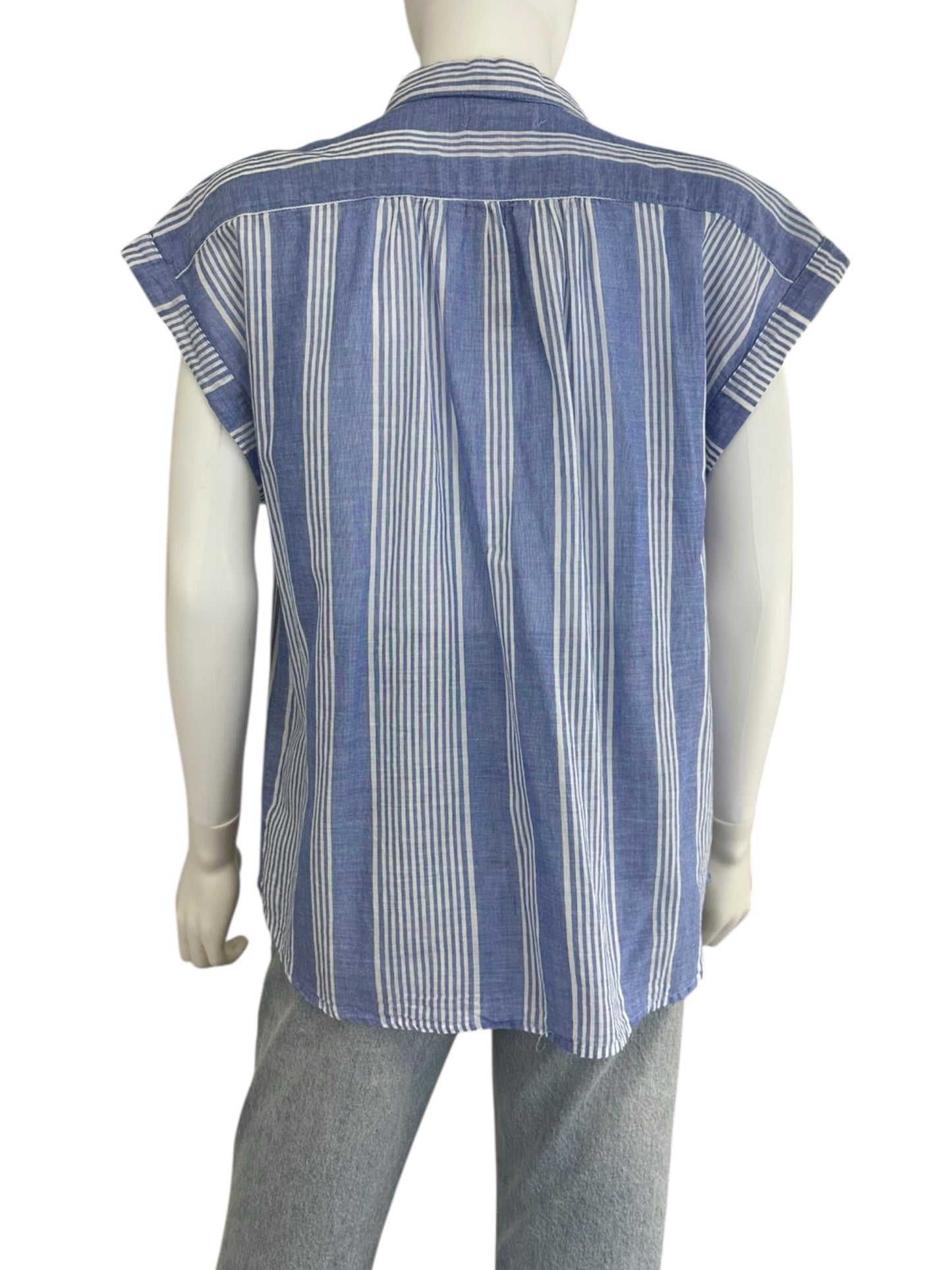 velvet BY GRAHAM & SPENCER Blue Striped Blouse Size S
