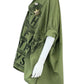Custom Green Graphic Embellished Button-Down Shirt Size S