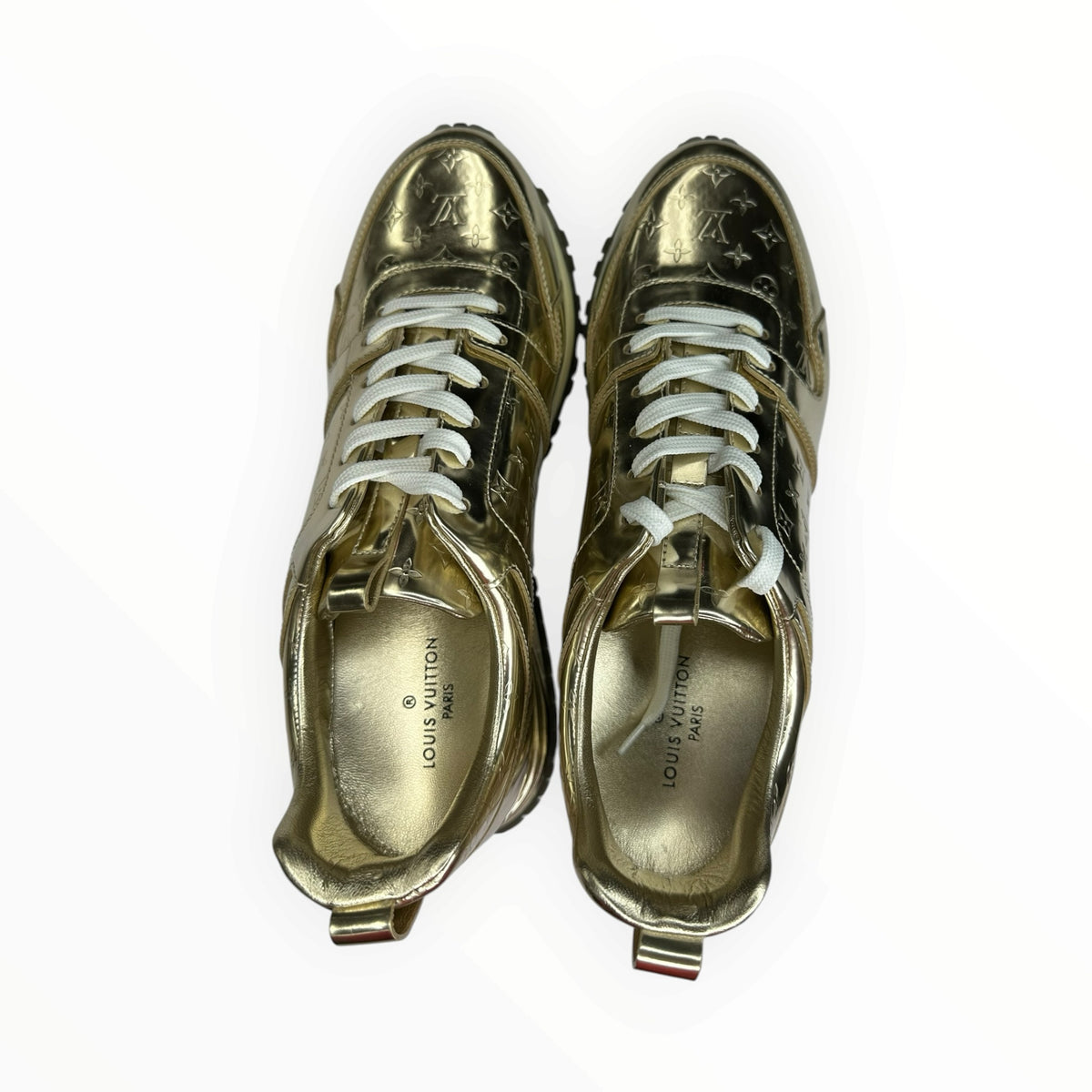 Louis Vuitton Gold Monogram Leather Run Away Sneakers Size 37