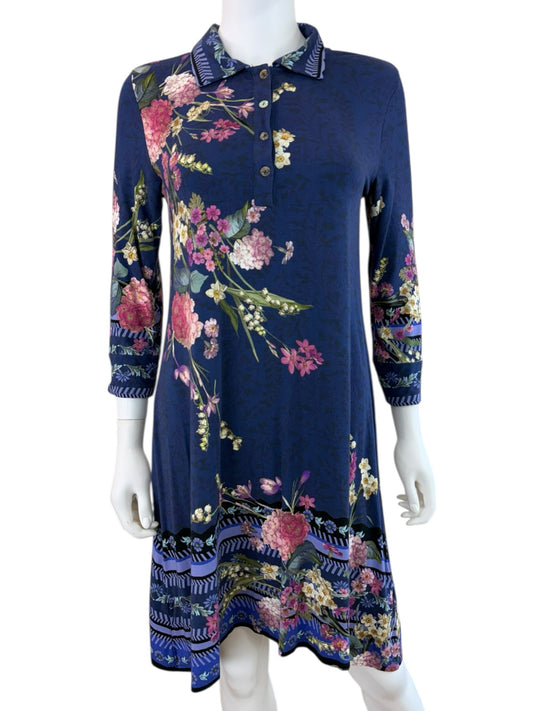 Johnny Was Navy Willowa Polo Tunic Dress Size S