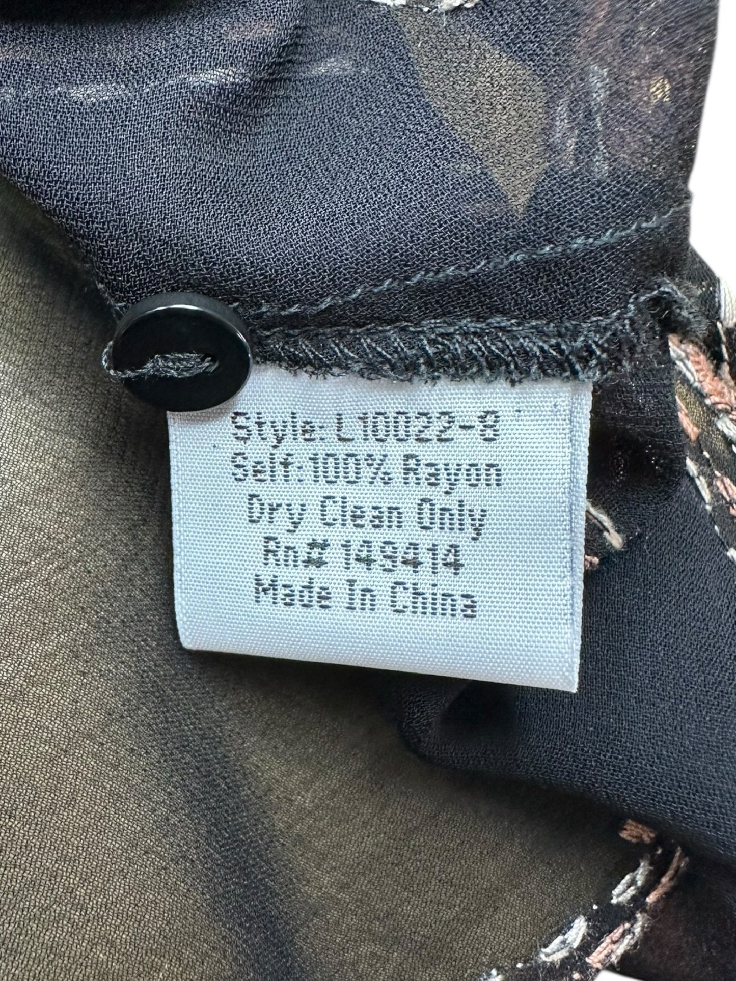 Johnny Was NWT Black Sheer Print Iman Blouse Size S