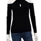 MILLY Black Crisscross Keyhole Neck Top Size S