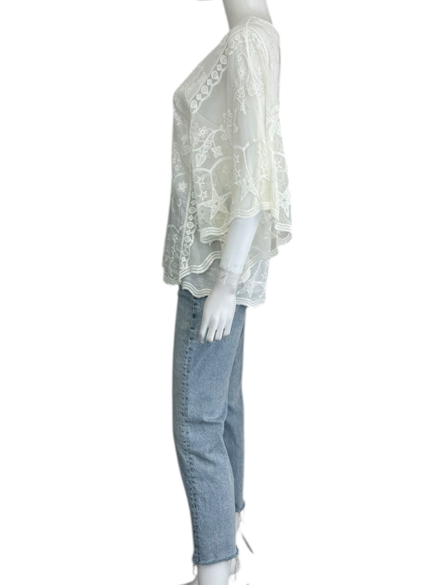 Papillon White Blouse Size M