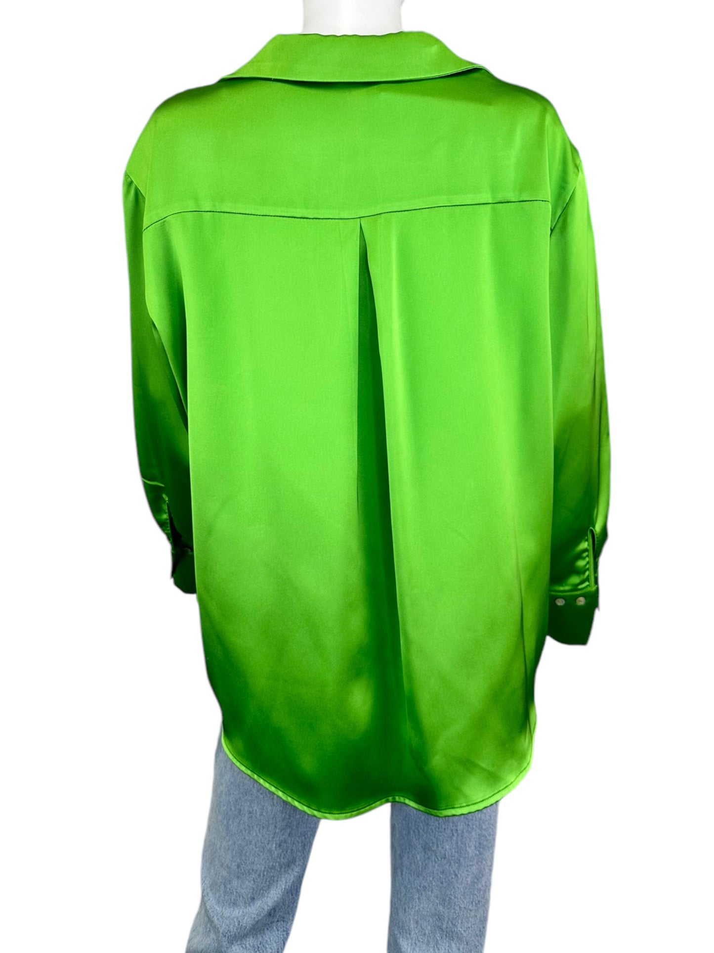 House of Harlow 1960 Green Satin Button-Down Size L