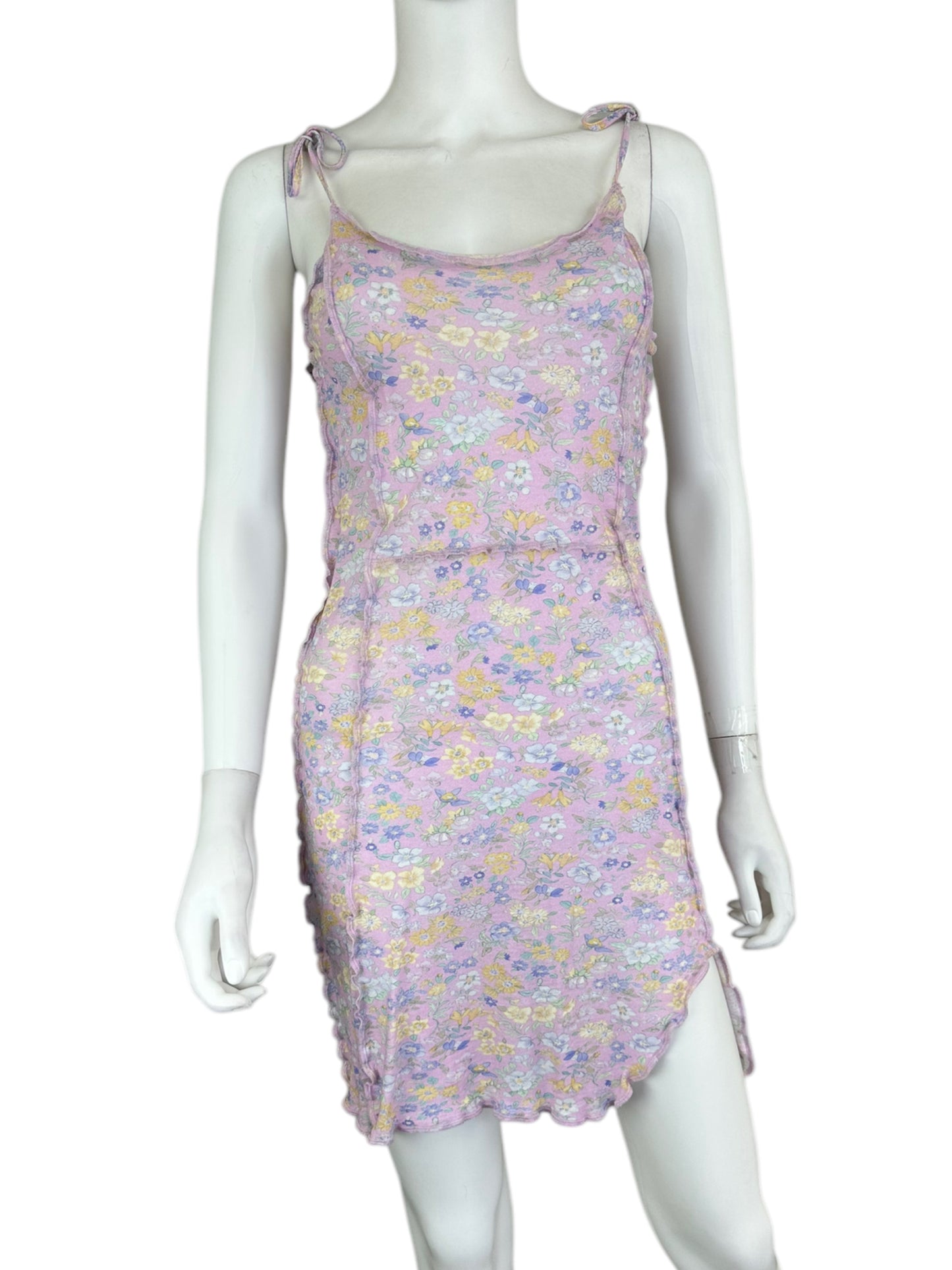 LOVE SHACK FANCY Purple Sheer Floral Mini Dress Size XS