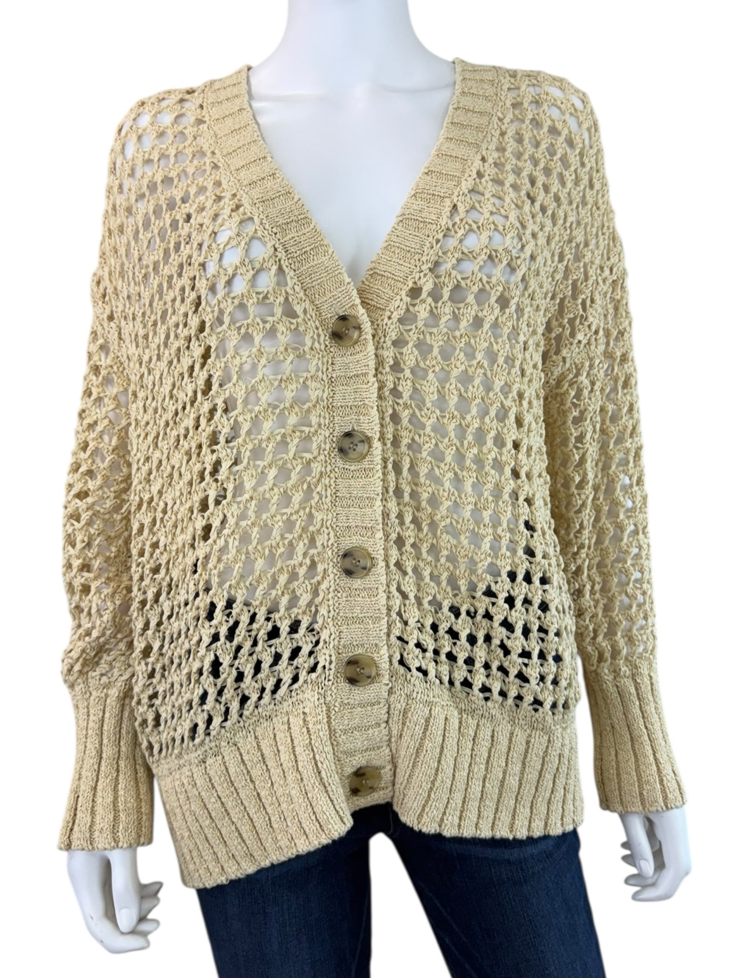 J. Crew NWT Buff Montauk Open Knit Sweater Cardigan Size XS