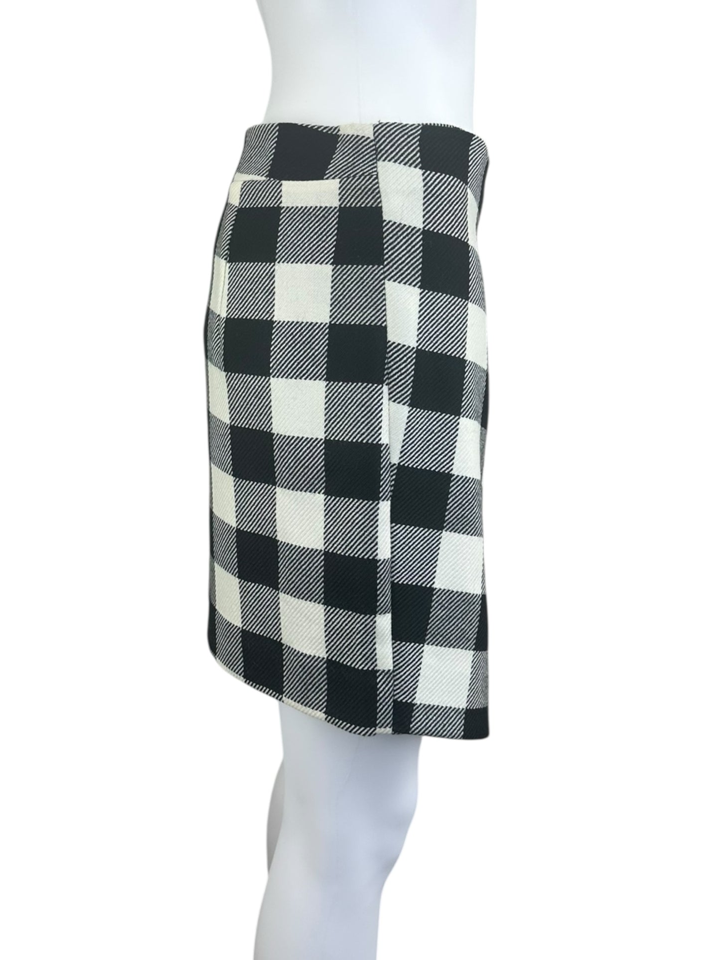 MILLY 100% Virgin Wool Black Plaid Skirt Size 2