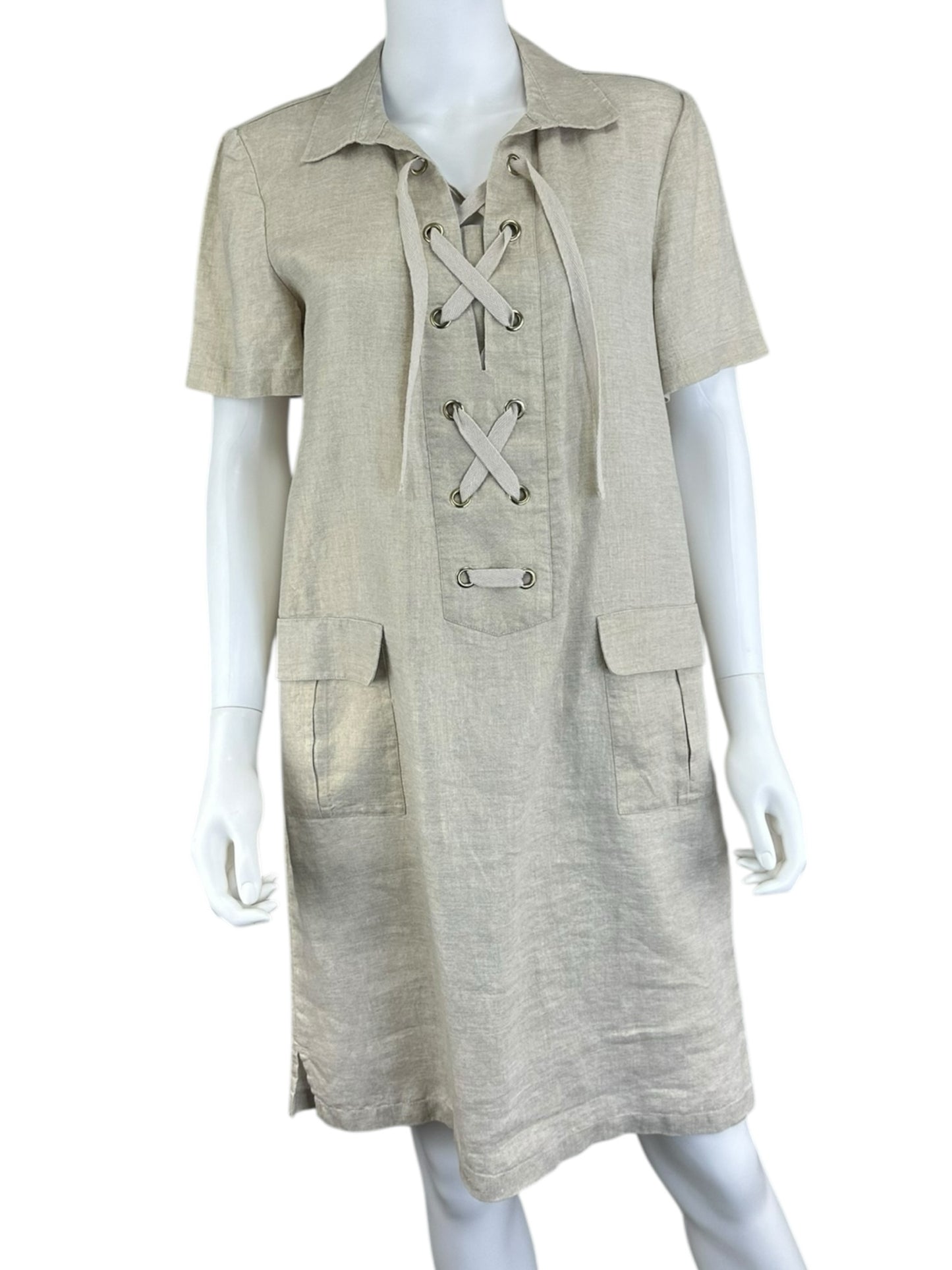 Chico's Tan 100% Linen Dress Size S