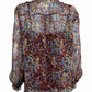 LAFAYETTE 148 NEW YORK Silk Blend Metallic Sheer Blouse Size L