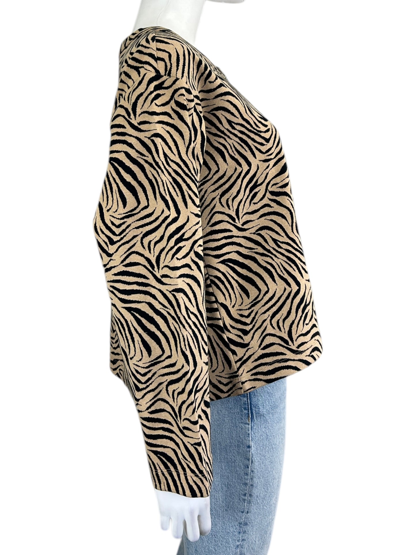 Ann Taylor Tan Zebra print Cardigan Size L