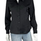 STEVE MADDEN NWT Black Satin ASA Button-down Size S