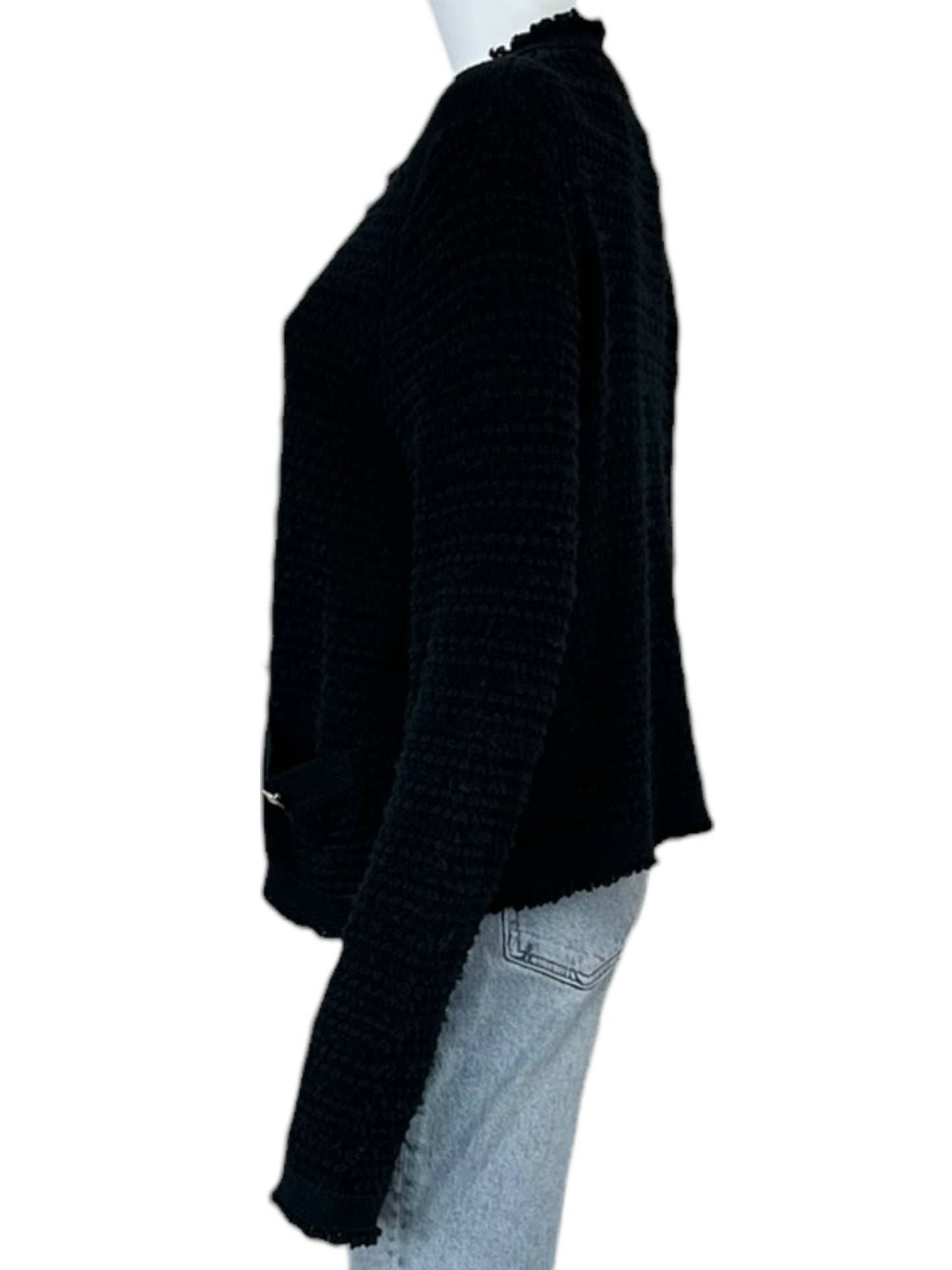 MILLY Black Wool Blend Sweater Cardigan Jacket Size L