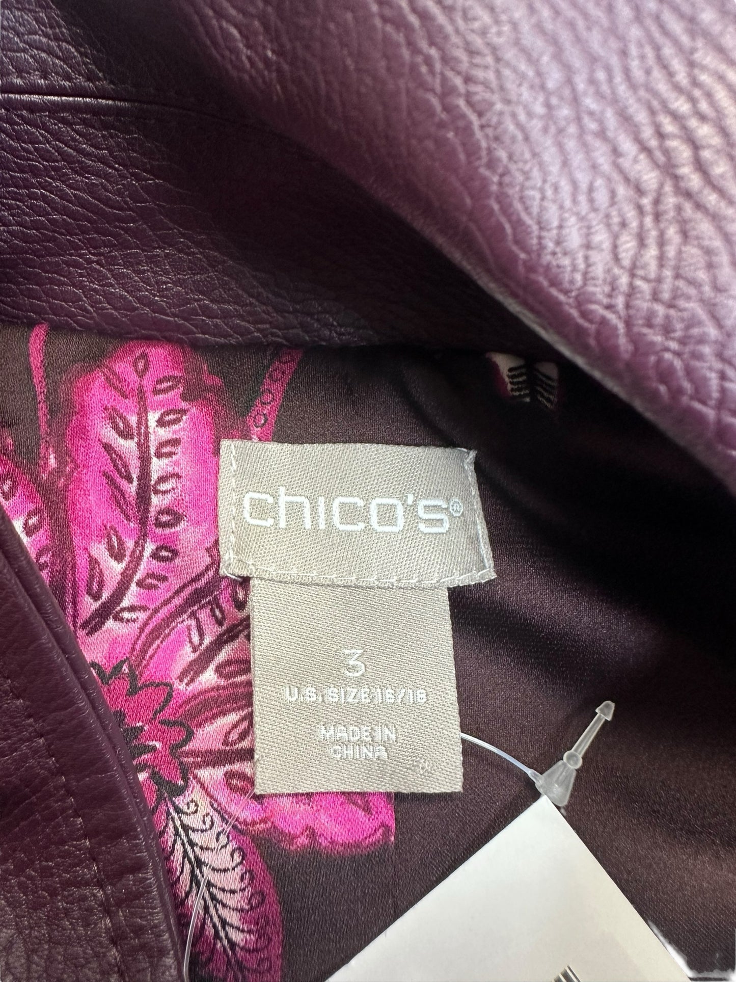 Chico's Purple Vegan Leather Jacket Size XL