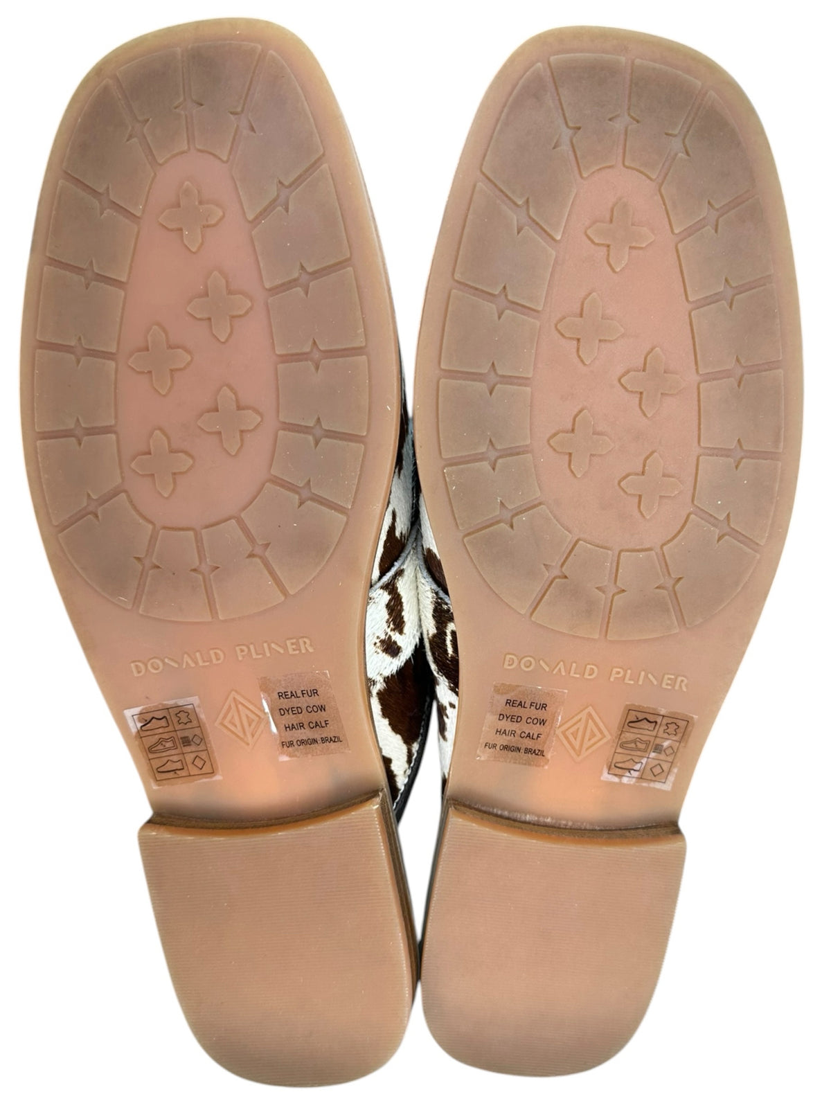 Donald Pliner 'SABEL' White/Brown Cow Print Mules Size 8.5