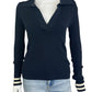 FAHERTY NWT Navy Retro Stripe Sweater Size S
