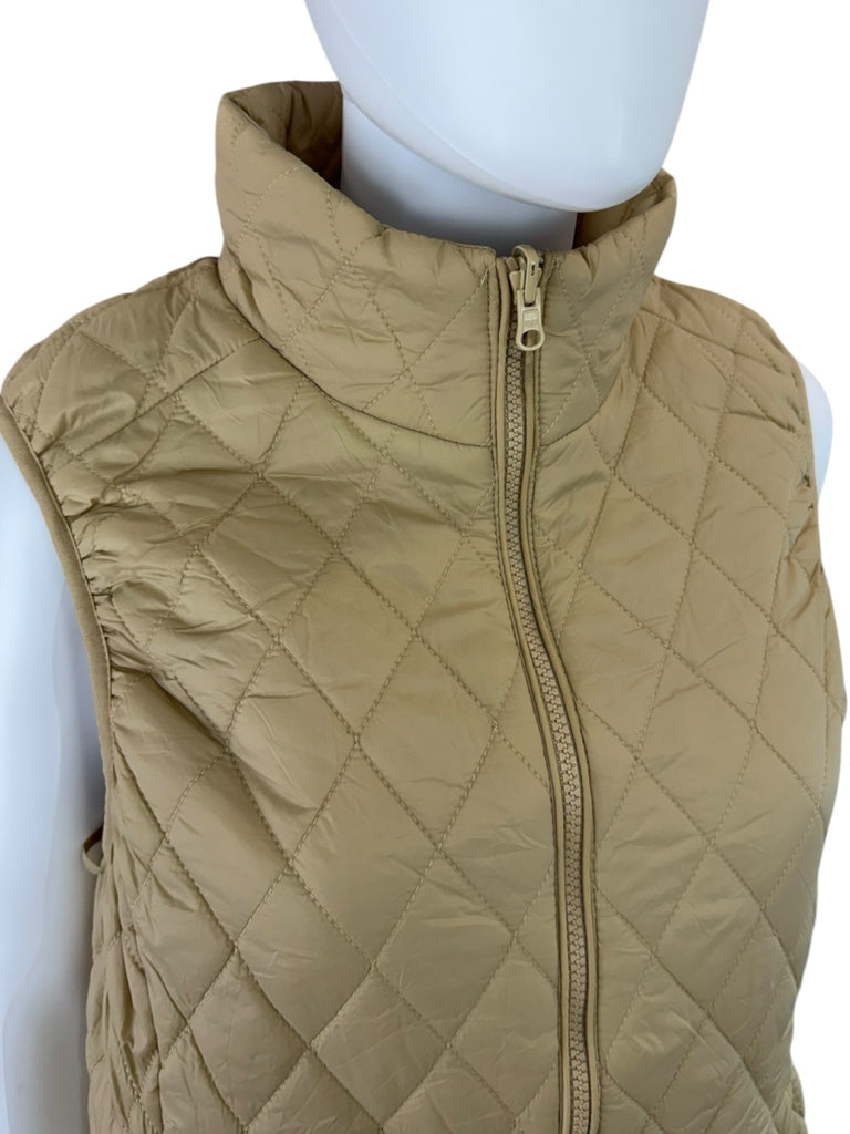 LANDS' END Tan Quilted Puffer Vest Size L