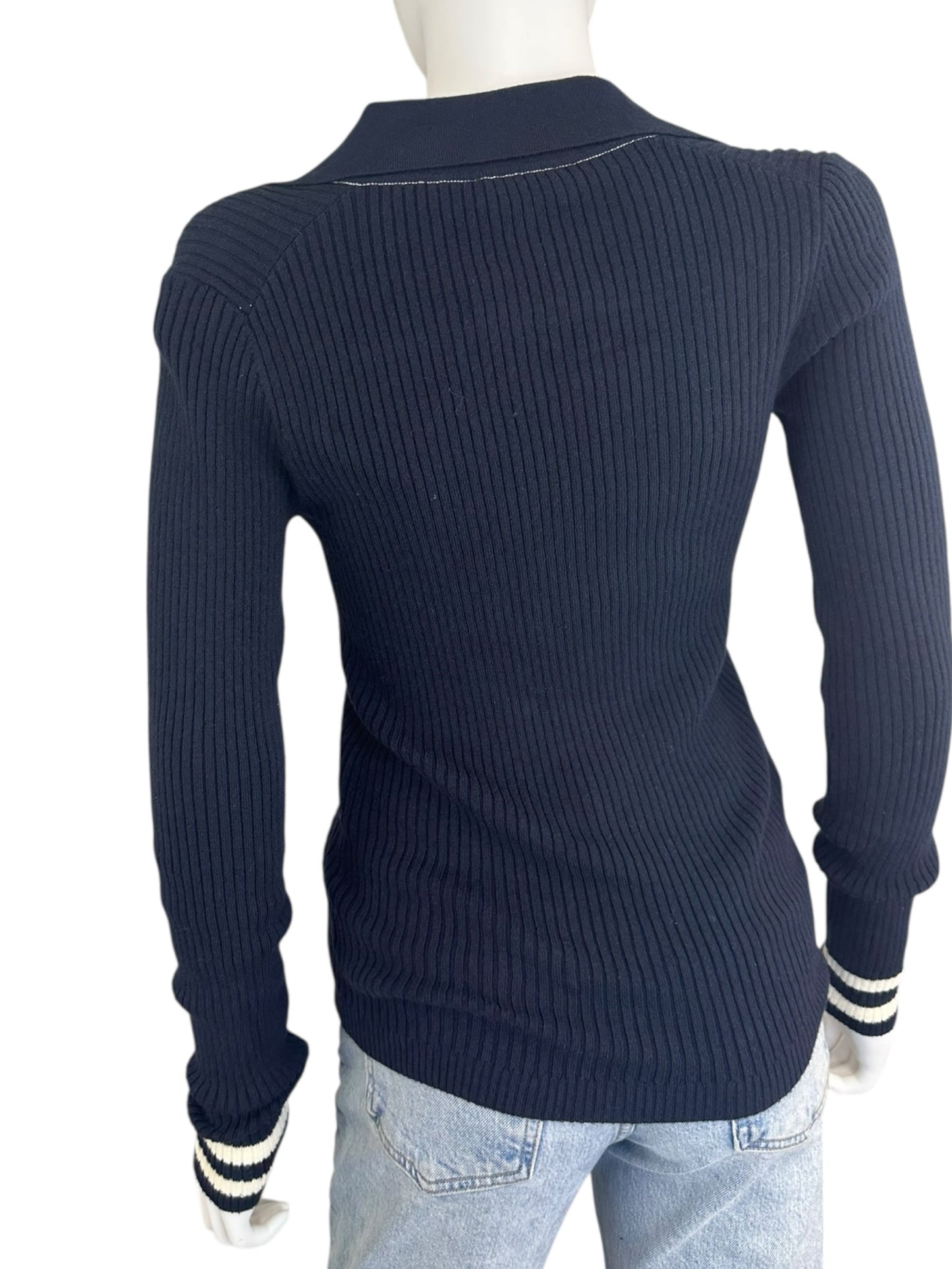 FAHERTY NWT Navy Retro Stripe Sweater Size S