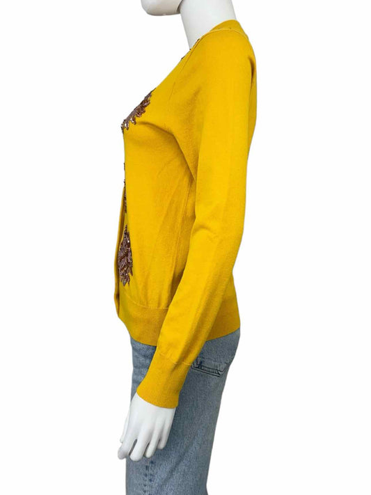 J. Crew Yellow Sequined Cardigan Size M
