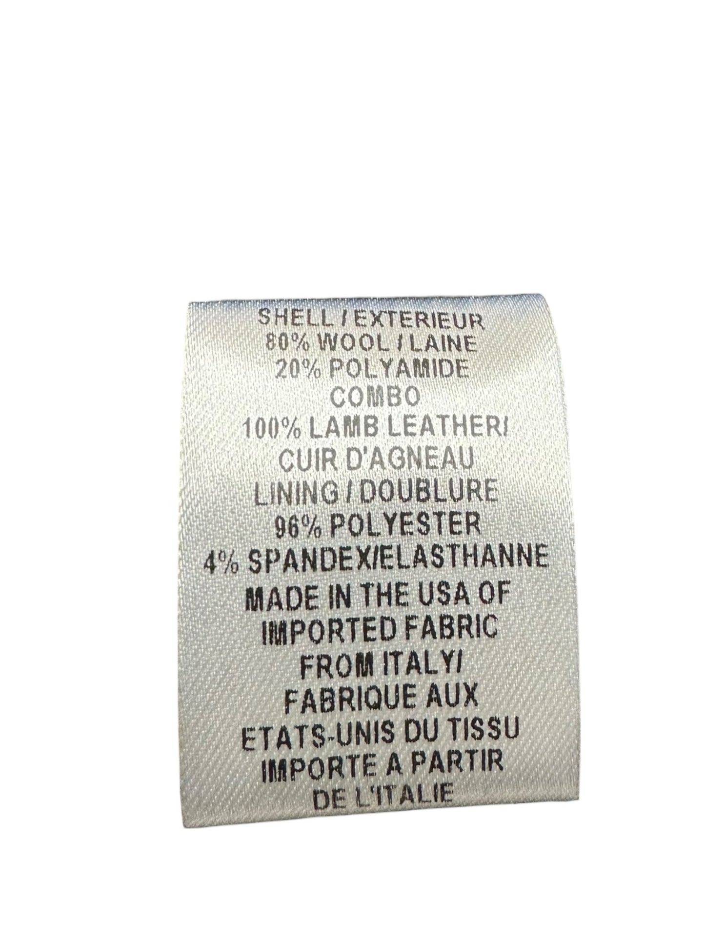 MILLY Black Wool & Leather Coat Size 6