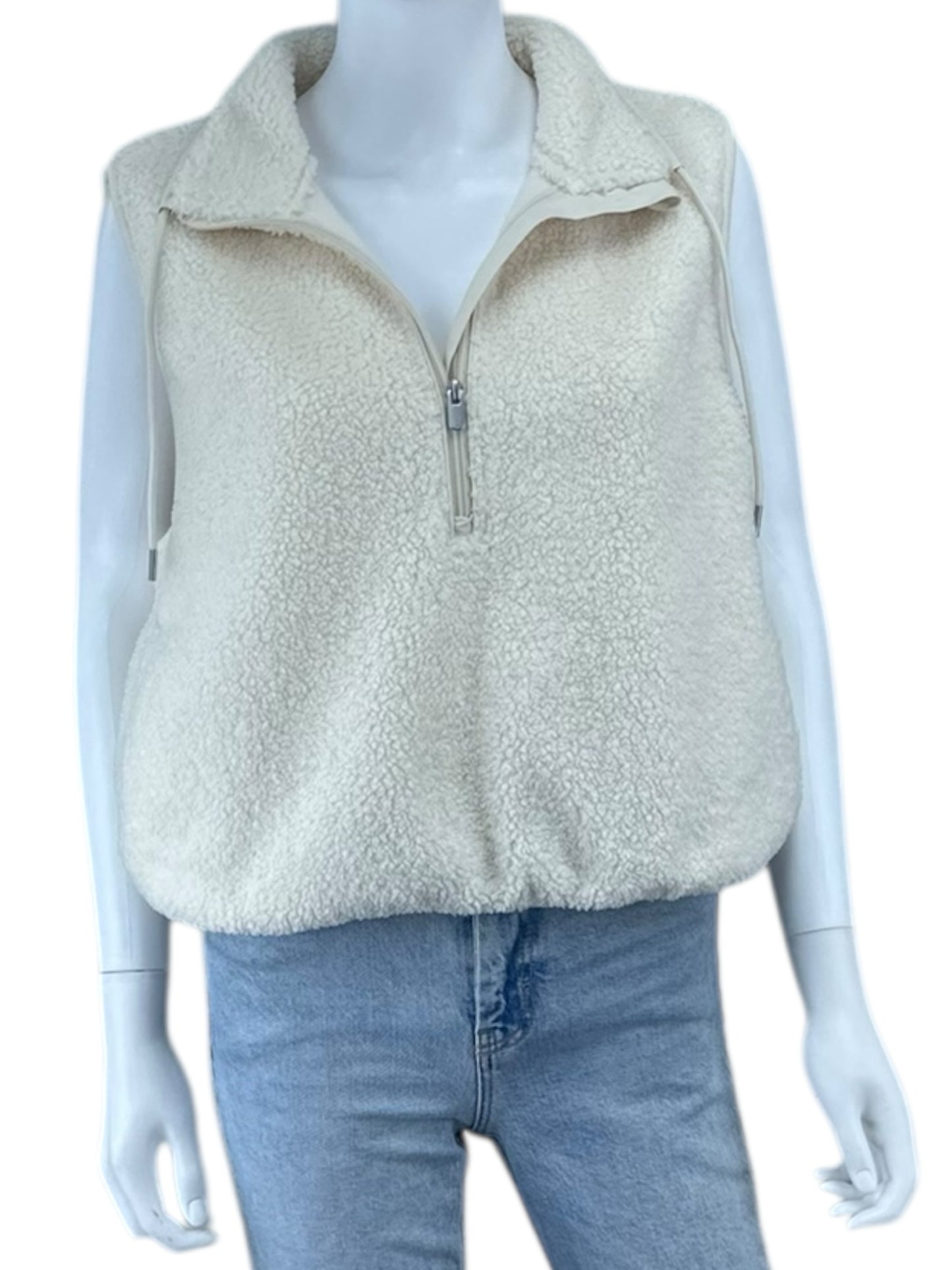 ATHLETA Cream Teddy Bear Vest Size L