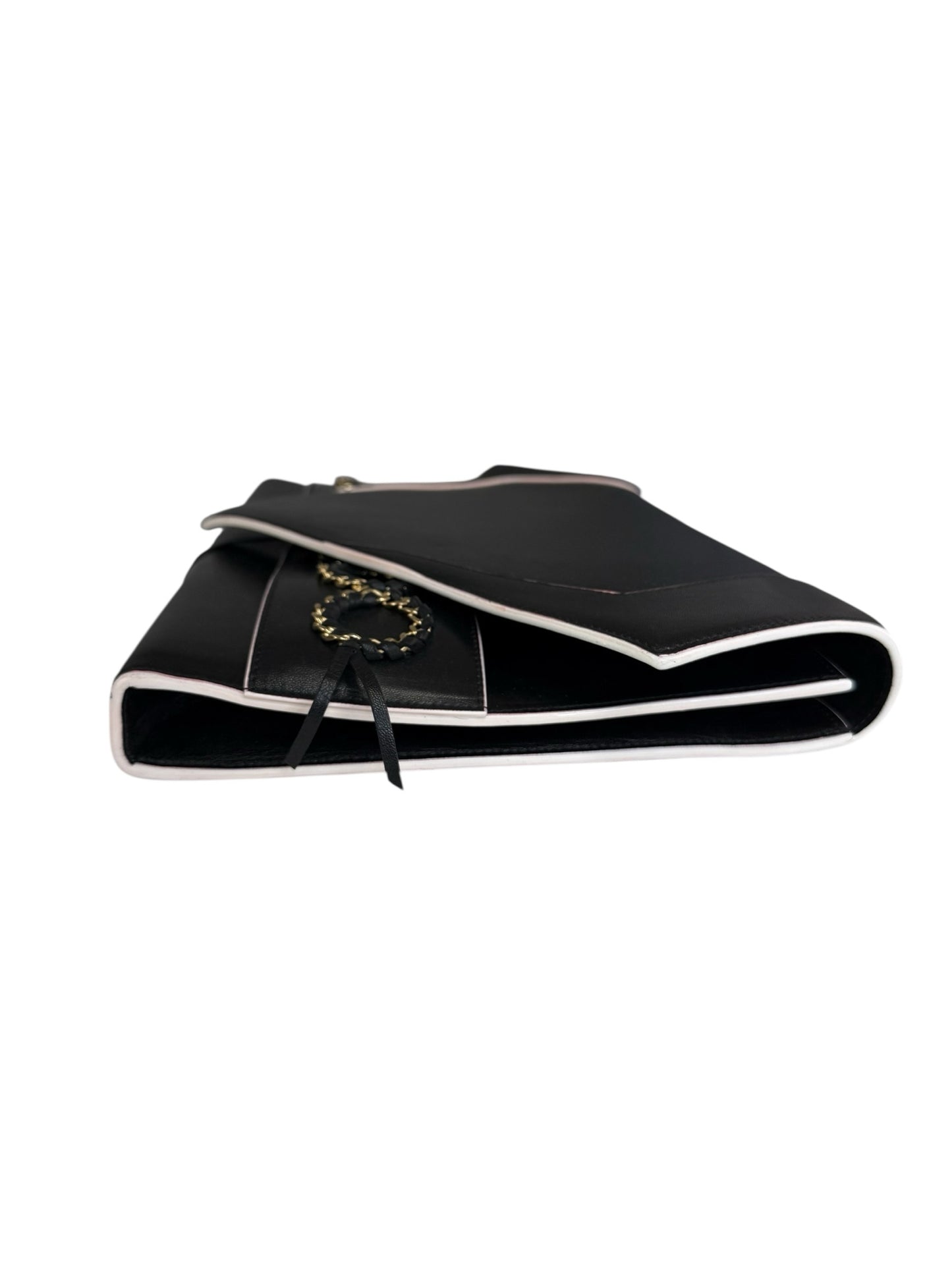 JIMMY CHOO Black Leather Oversized Sierra Convertible Cluch Handbag