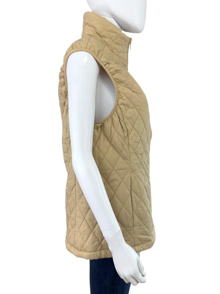 LANDS' END Tan Quilted Puffer Vest Size L