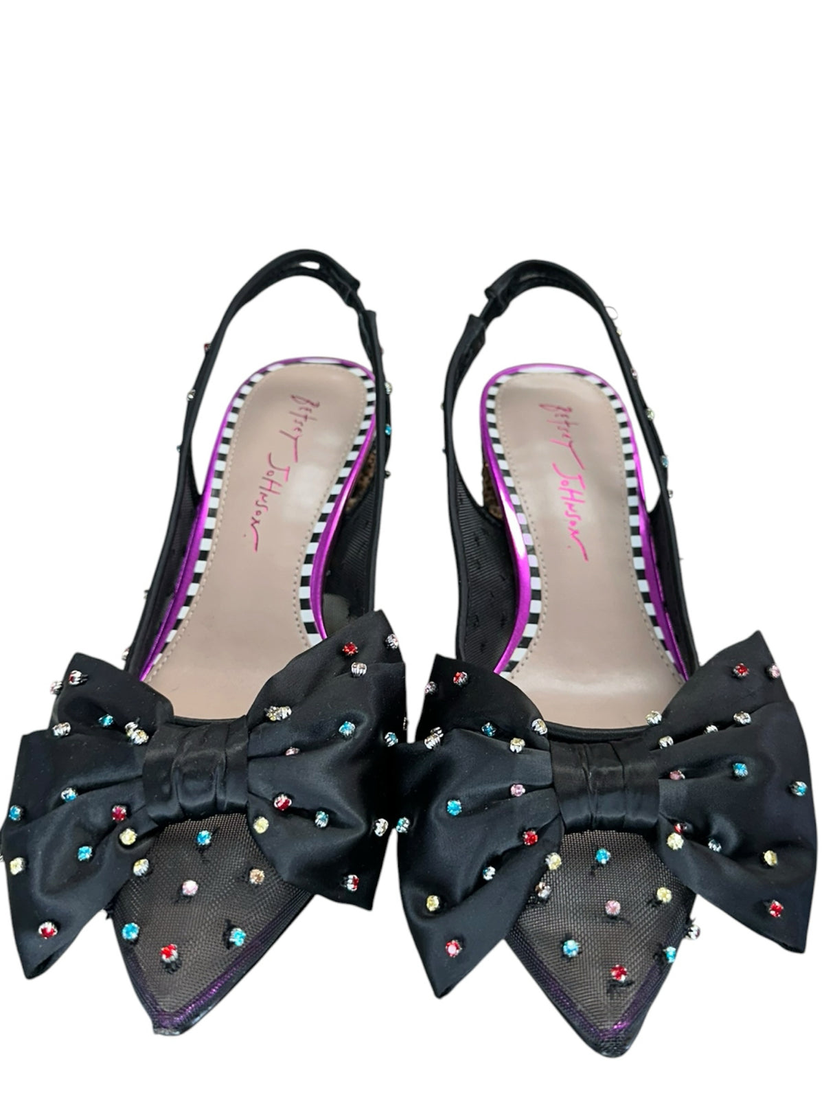 Betsy Johnson NWOT Black Rhinestone Dafney Pointed-Toe Slingback Pumps Size 7