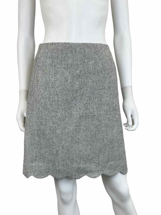 Talbots Wool Blend Tweed Gray Scalloped Pencil Skirt Size 10