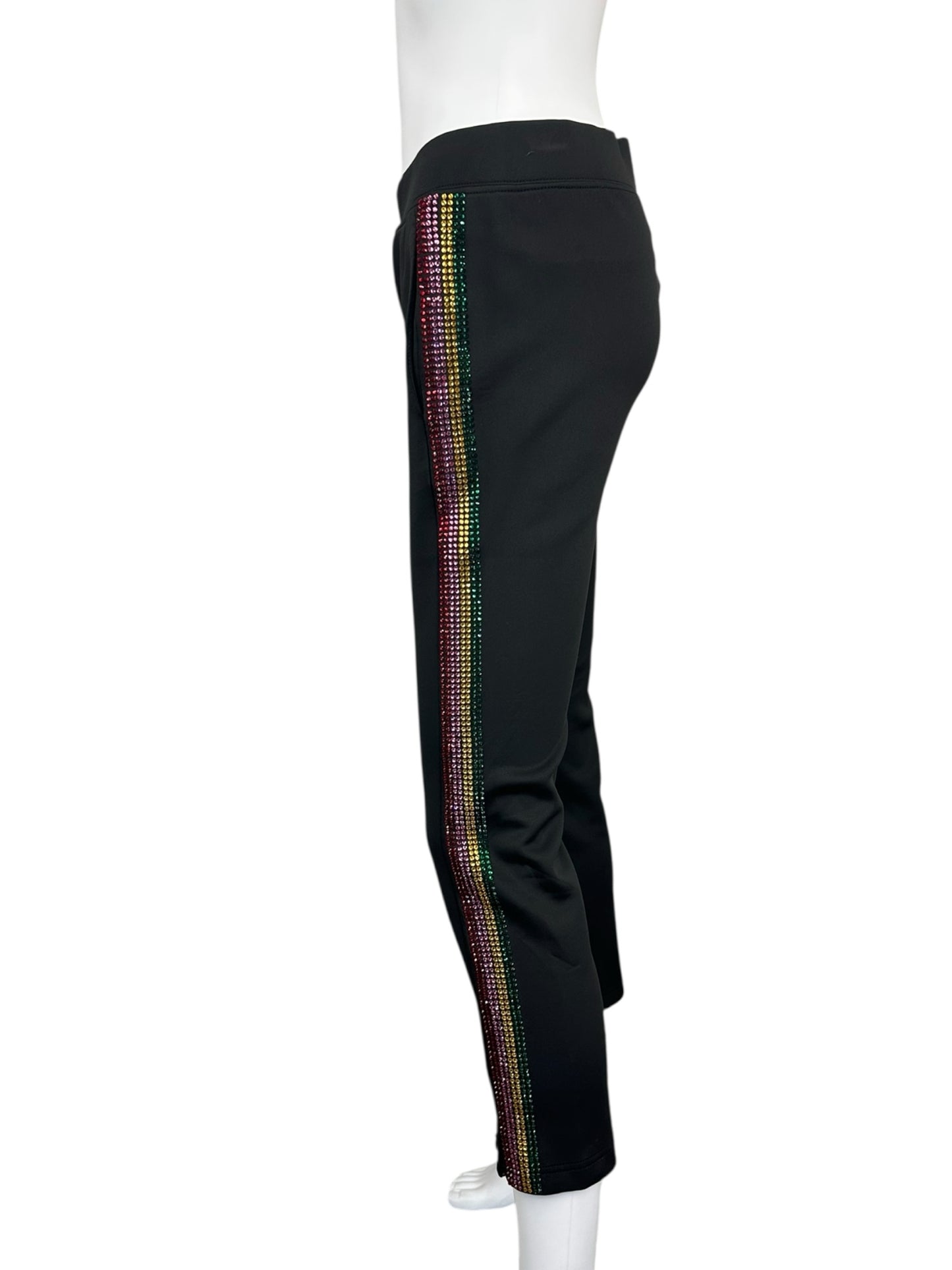 PAM&GELA Black Cropped Rhinestone Pants Size S