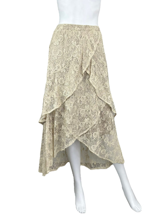 reba Khaki Lace Flowy Maxi Skirt Size L