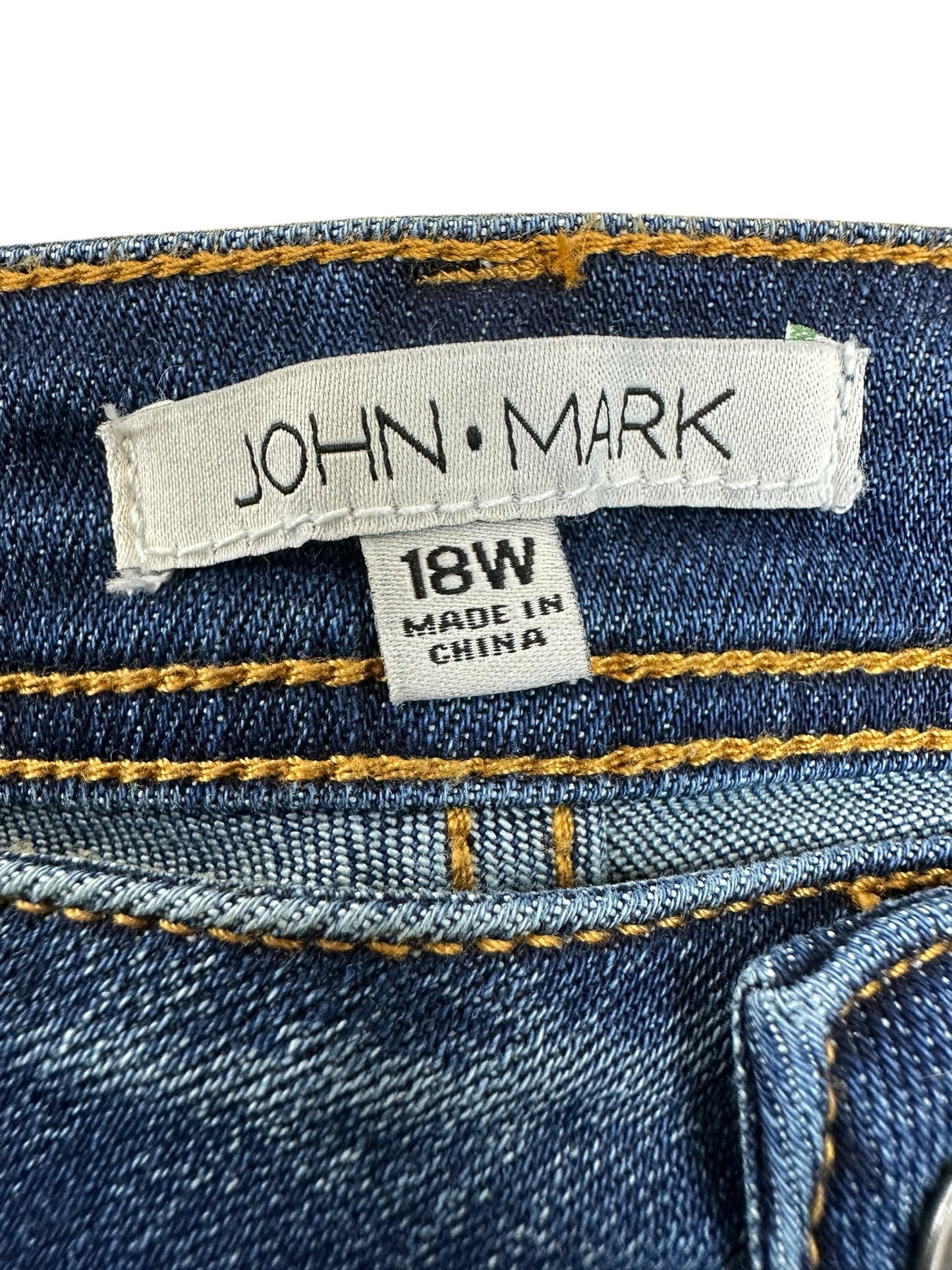 JOHN MARK Blue Embroidered Boyfriend Jeans Size 18W