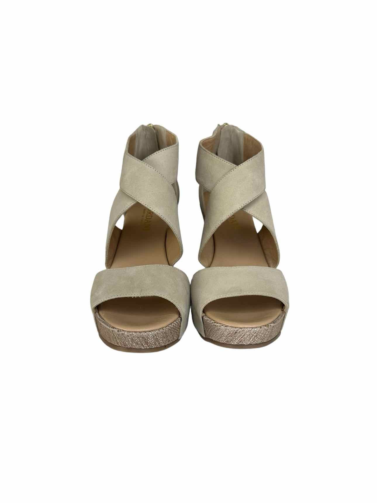 CORDANI Tan Suede & Shimmer RAVI Platform Wedges Size 38