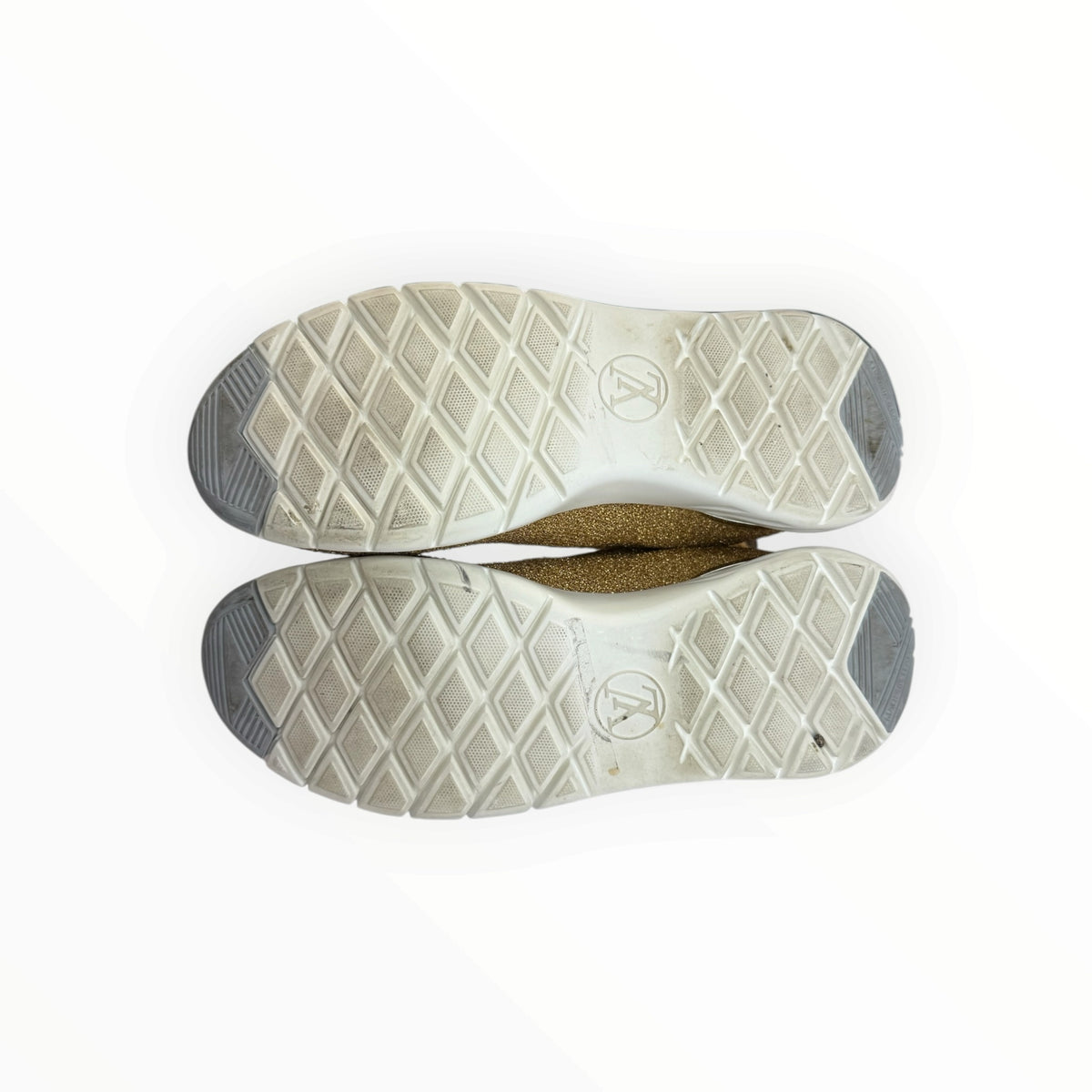 Louis Vuitton Gold Metallic Aftergame Sock Sneakers Size 37