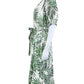 ALEX MARIE Green Palm Print Midi Dress Size L