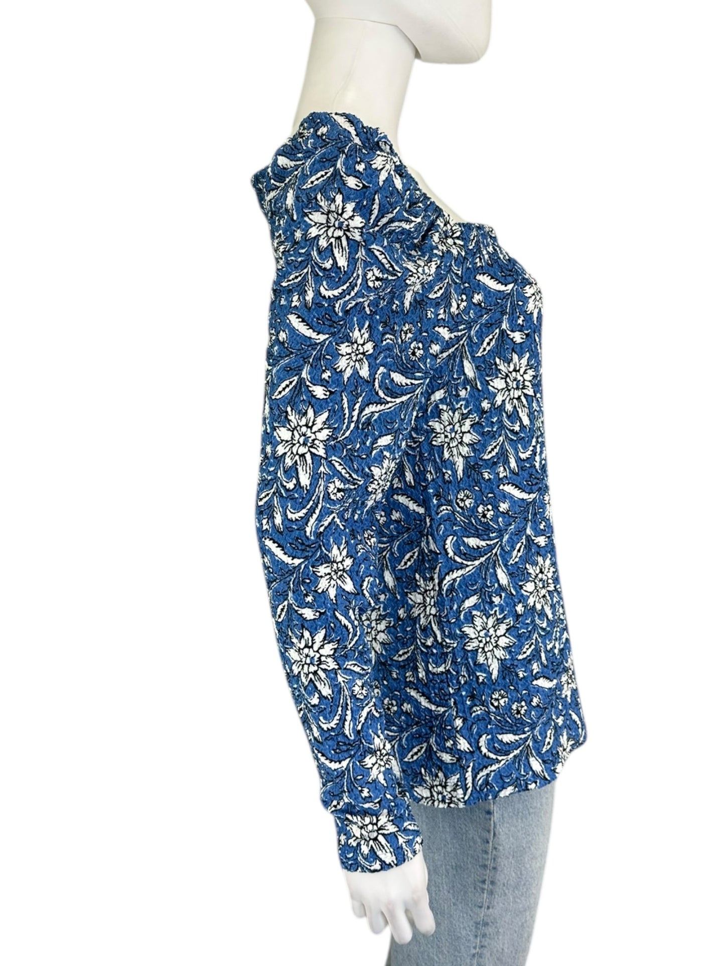 NWT LOFT Blue And White Floral Blouse Size S
