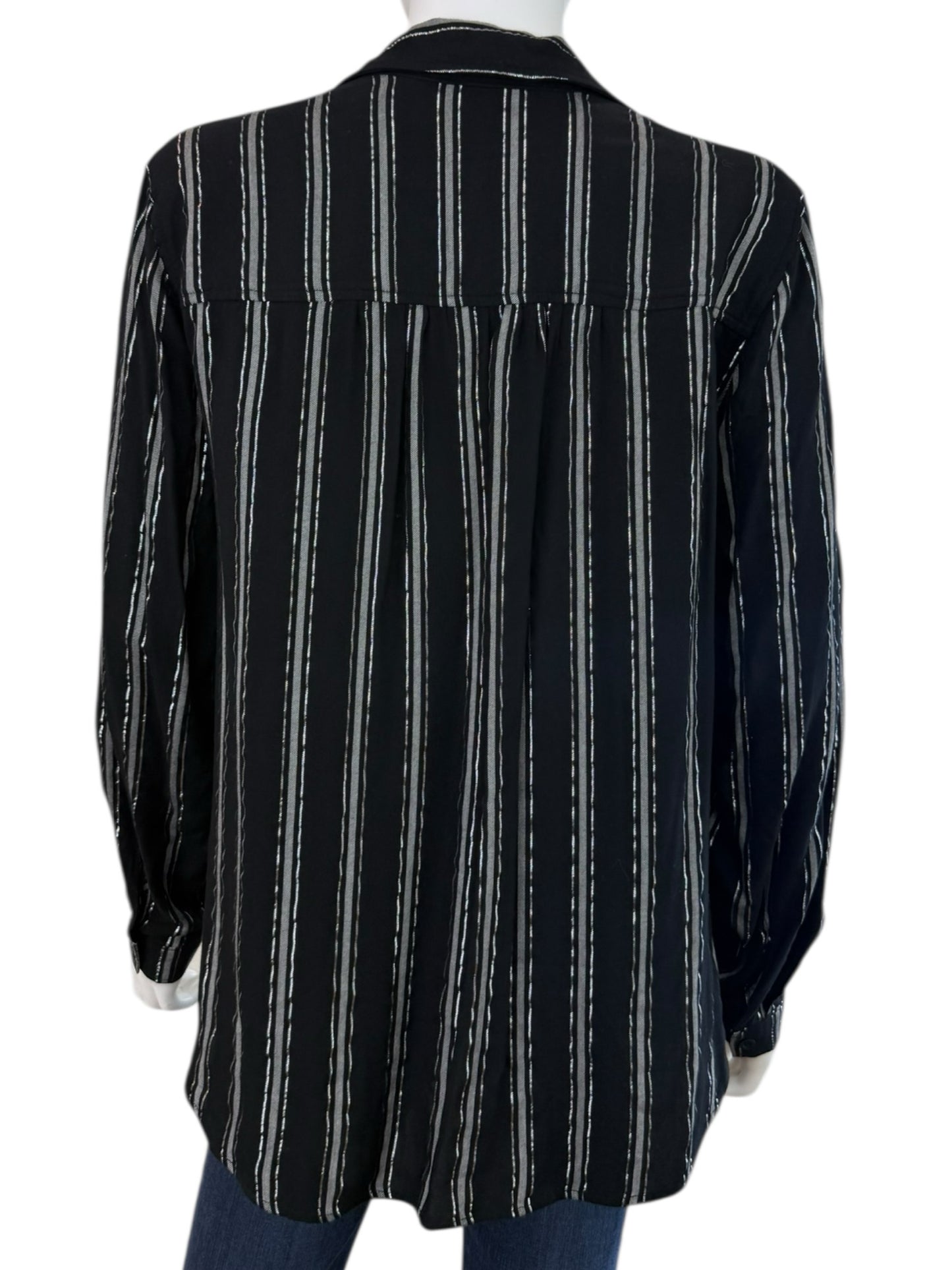 Chelsea & Violet NWT Black Striped Button Down Shirt Size M
