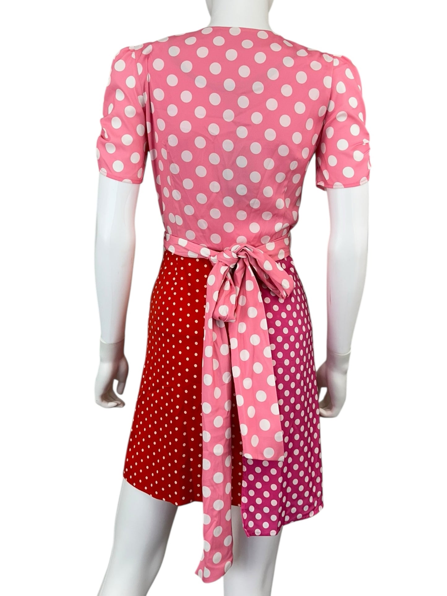 LE SUPERBE NWT Pink Polka Dot Wrap Mini Dress Size S