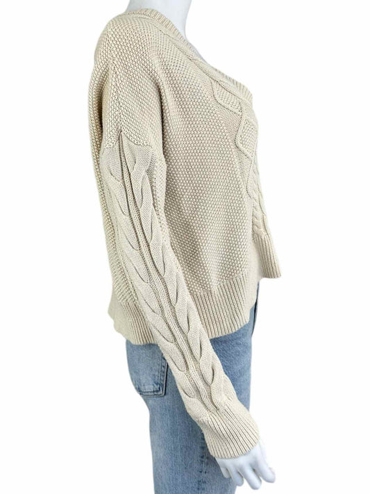 cabi Cream Cable Knit Sweater Size M